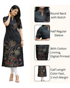 Women Chanderi Printed Straight Calf Length Kurta