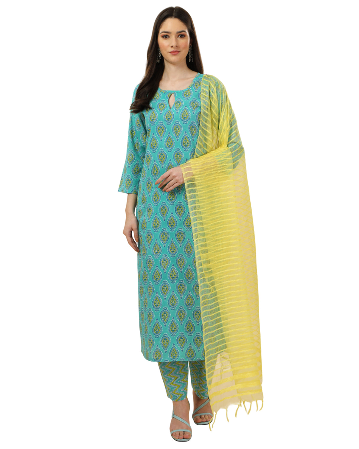 Cotton print kurta set with dupatta