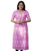 Women’s Cotton Blend Calf-Length Kurta with 3/4 Puff Sleeves
