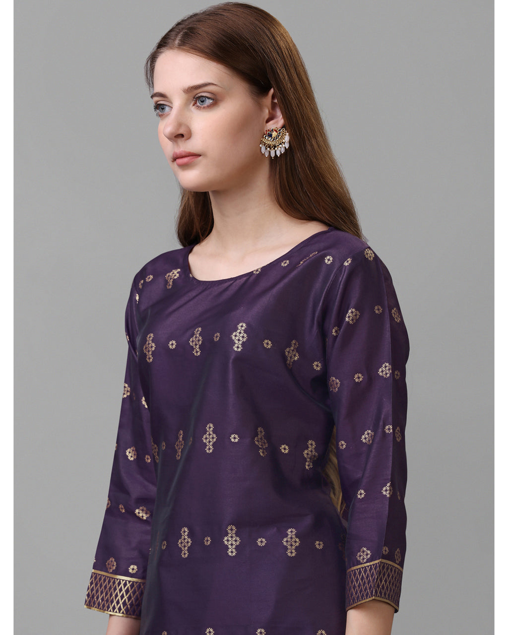 Jacquard silk blend woven kurta set  with dupatta