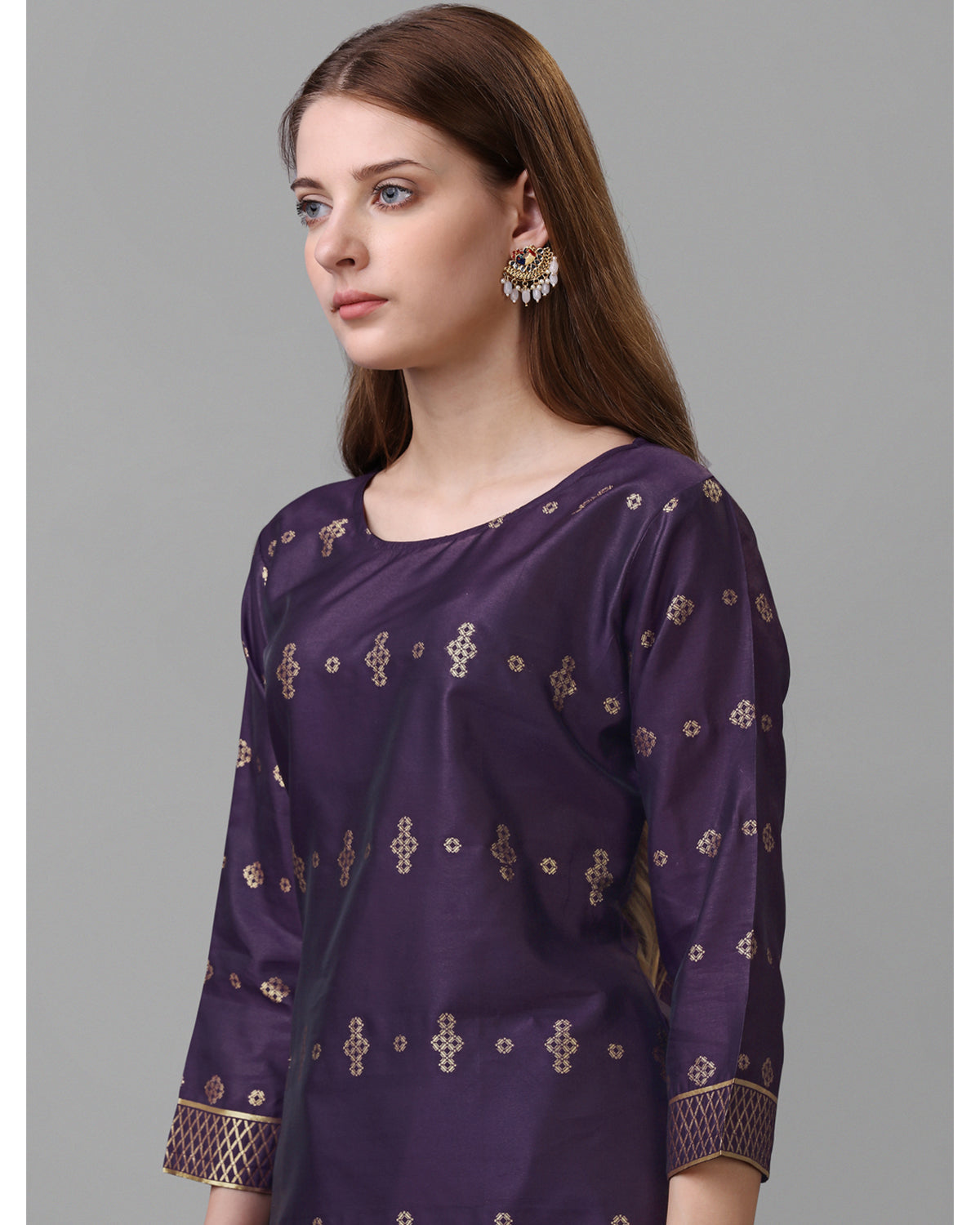 Jacquard silk blend woven kurta set  with dupatta