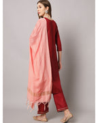 Cotton blend hand embroidery kurta set with dupatta