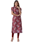 Women's Chanderi Stitched Printed Straight Kurta