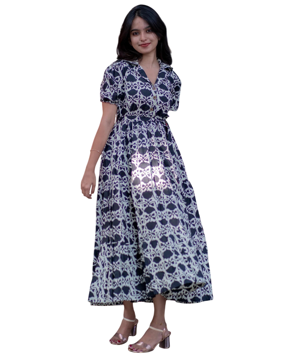 Women’s Rayon Printed Fit & Flare Maxi Dress