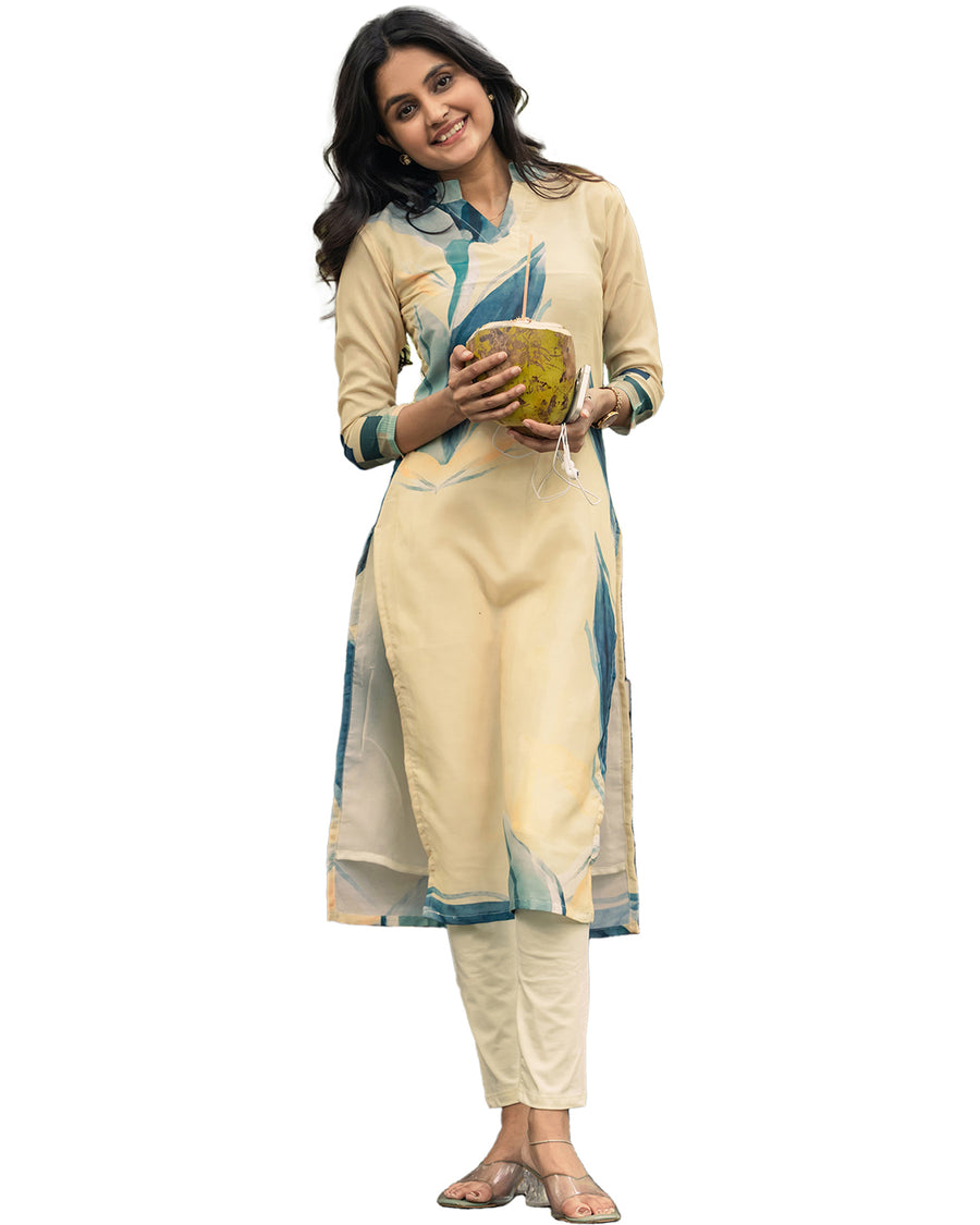Women’s Stitched Muslin Silk Printed Straight Kurta
