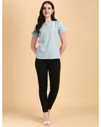Women's Cotton Round Neck Seld Design Top