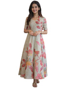 Cotton Blend A-Line Mid Calf Length Kurta for Women