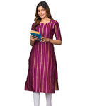 Jacquad weaving Calf Length Kurta For Women KT34_Wine