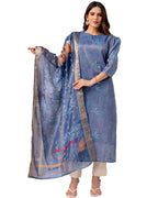 Women’s Shimmer Silk Printed Kurta with Dupatta