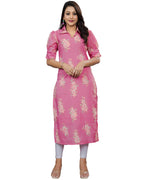 Chanderi Floral Printed Calf Length Kurta For Women