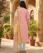 Women's Pink Rayon Kurti with Dupatta – Casual Chic