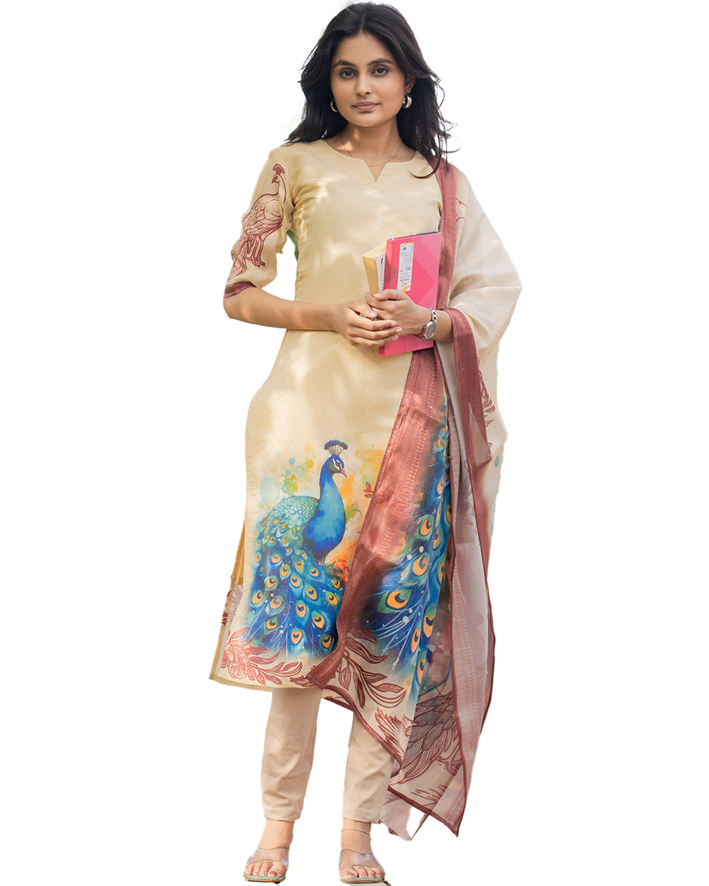Women’s Shimmer Silk Printed Kurta with Dupatta