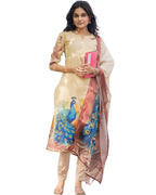 Women’s Shimmer Silk Printed Kurta with Dupatta