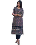 Black Rayon Calf Length Kurta for Women