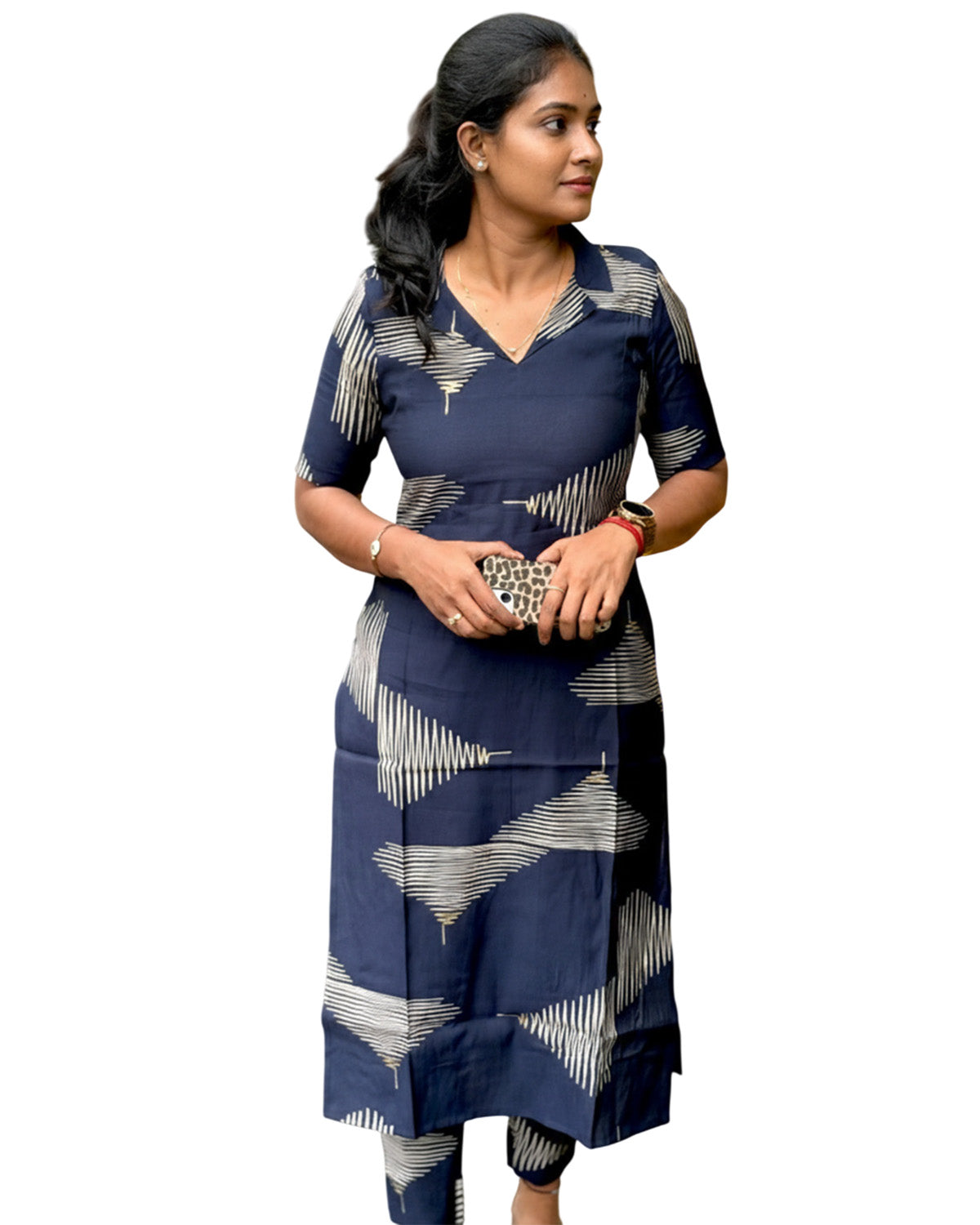 Women Blue Rayon Printed Kurta Set