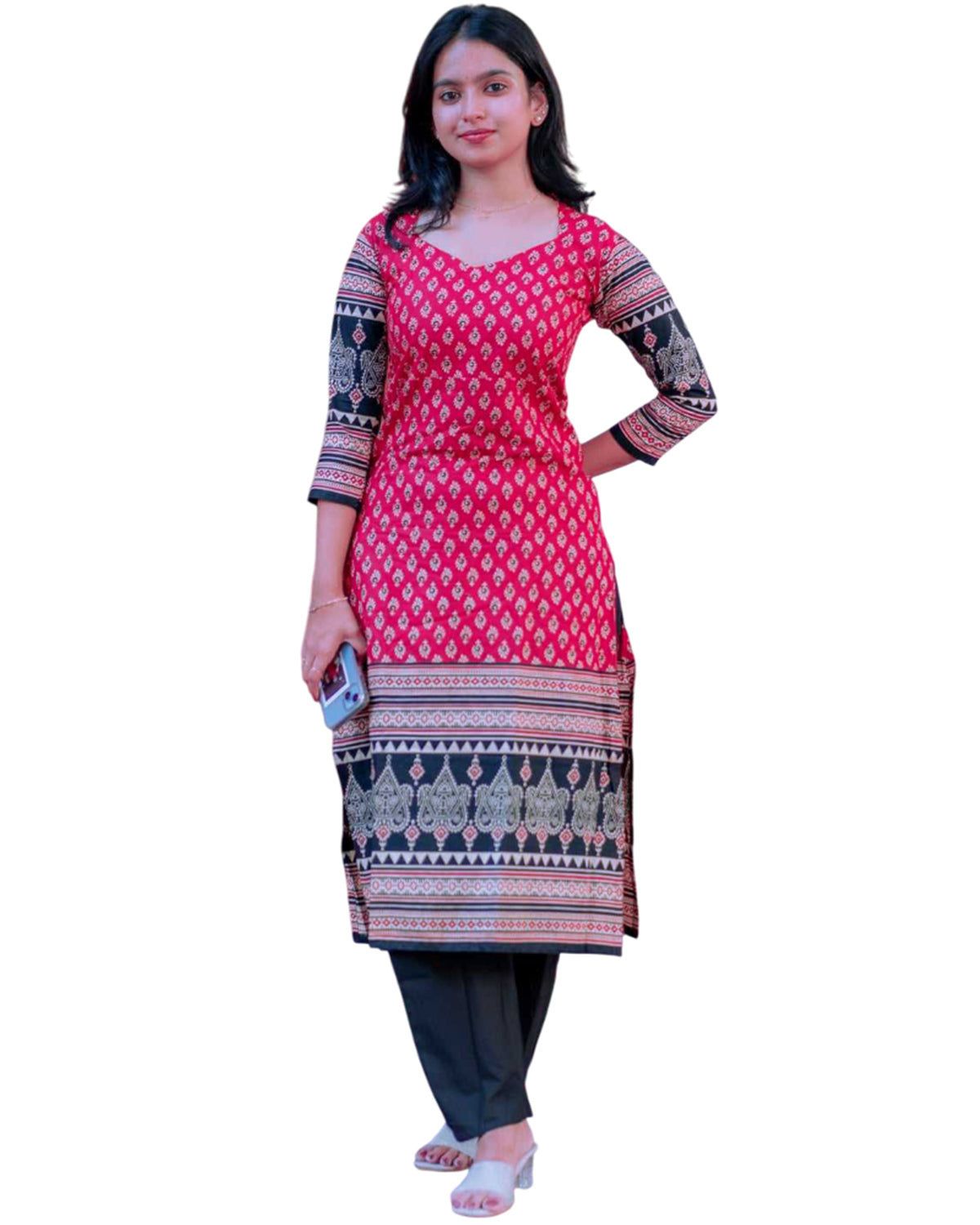 Women’s Rayon Ajrakh Block Print Kurta Set
