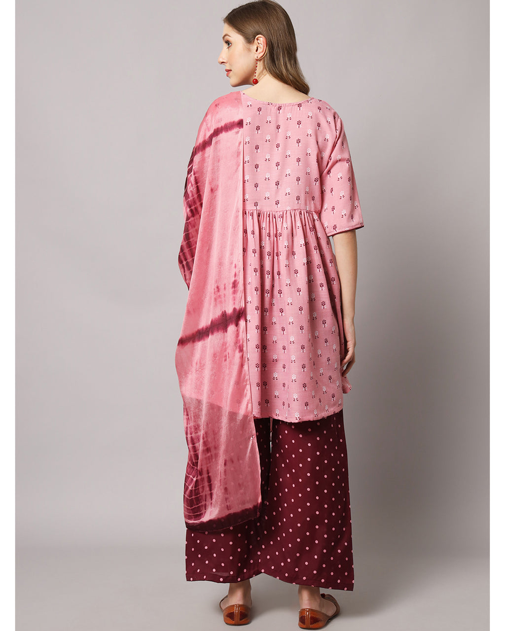 Cotton blend print kurta set with dupatta