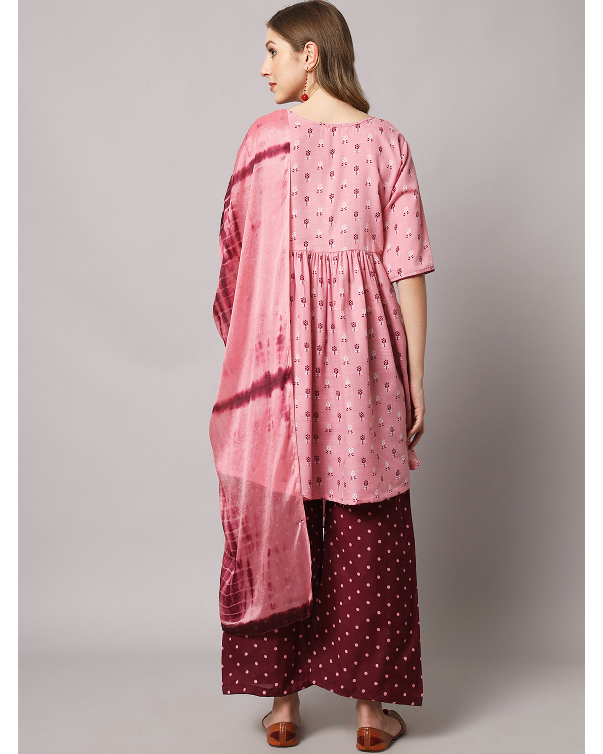 Cotton blend print kurta set with dupatta