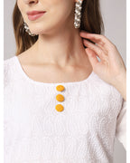 Cotton blend chikenkari kurta set with dupatta