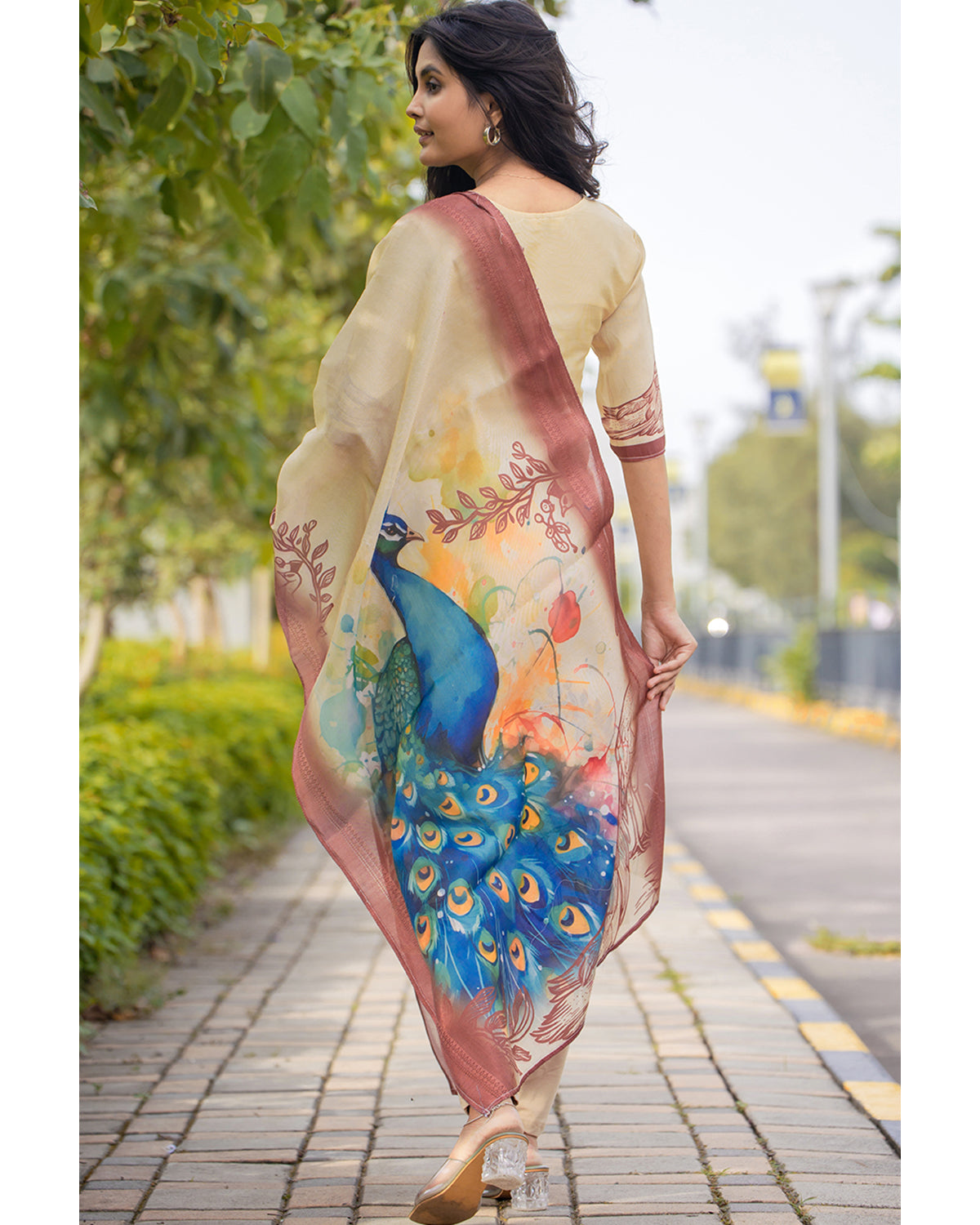 Women’s Shimmer Silk Printed Kurta with Dupatta