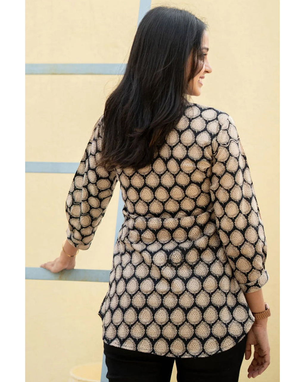 Women's Cotton Stitched Printed Straight Short Kurta