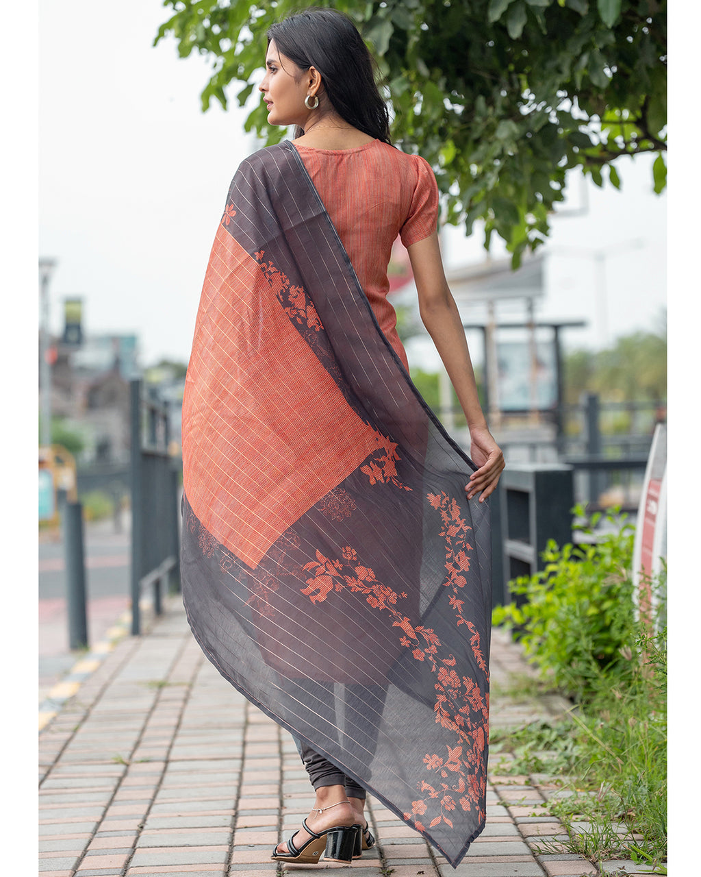 Women’s Chanderi Kurta Set with Printed Dupatta