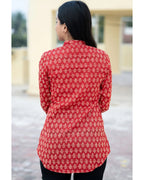 Women's Cotton Stitched Printed Straight Short Kurta