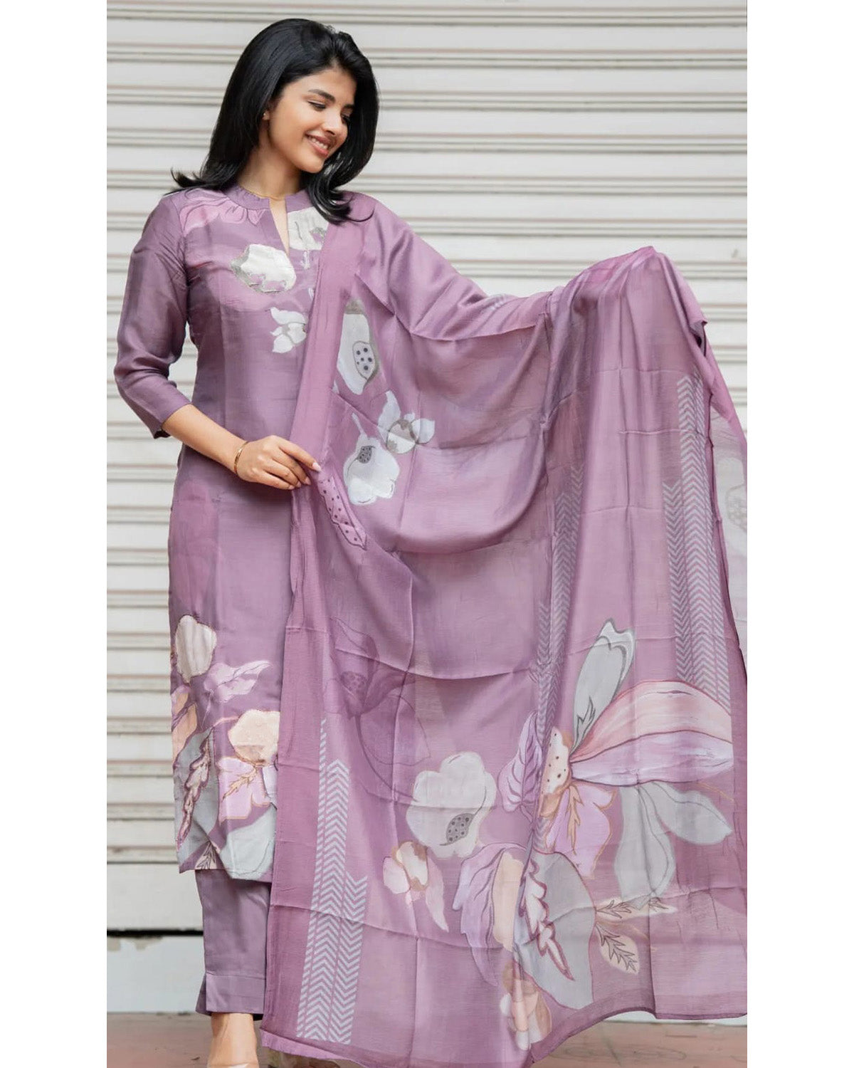 Women’s 3 Piece Cotton Blend Kurta with Pant & Dupatta