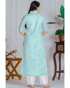 Women's Chanderi Stitched Printed Straight Kurta