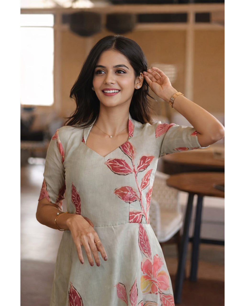 Cotton Blend A-Line Mid Calf Length Kurta for Women