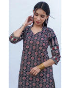 Black Rayon Calf Length Kurta for Women