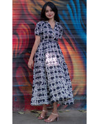 Women’s Rayon Printed Fit & Flare Maxi Dress