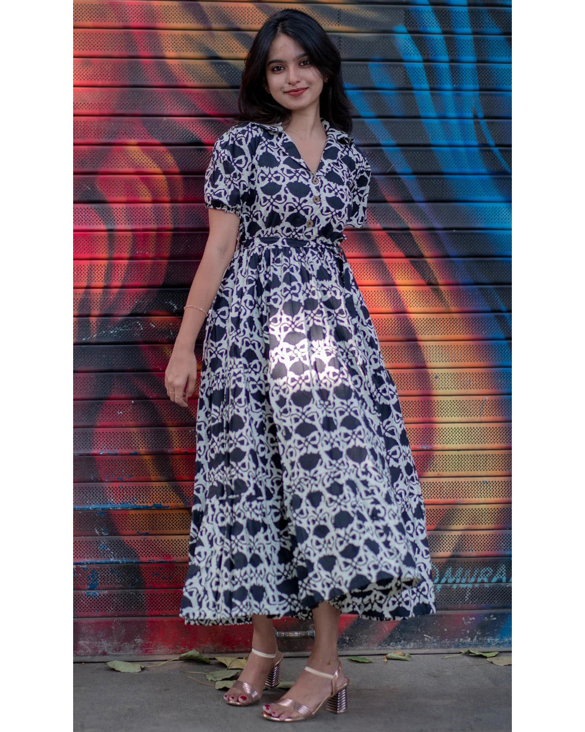 Women’s Rayon Printed Fit & Flare Maxi Dress