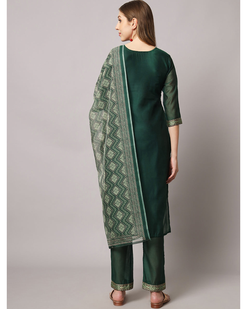 Cotton spun blend jacquard gala kurta set  with dupatta