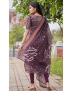Women’s Shimmer Silk Printed Kurta with Dupatta