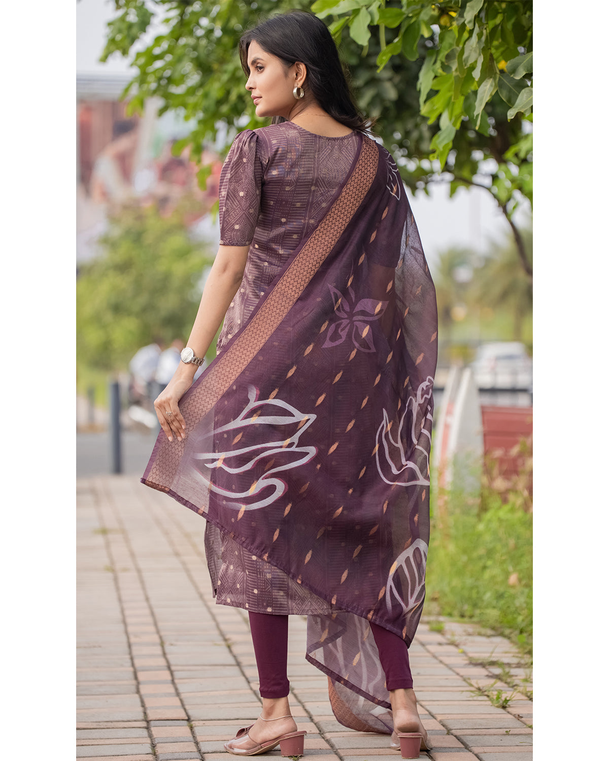 Women’s Shimmer Silk Printed Kurta with Dupatta