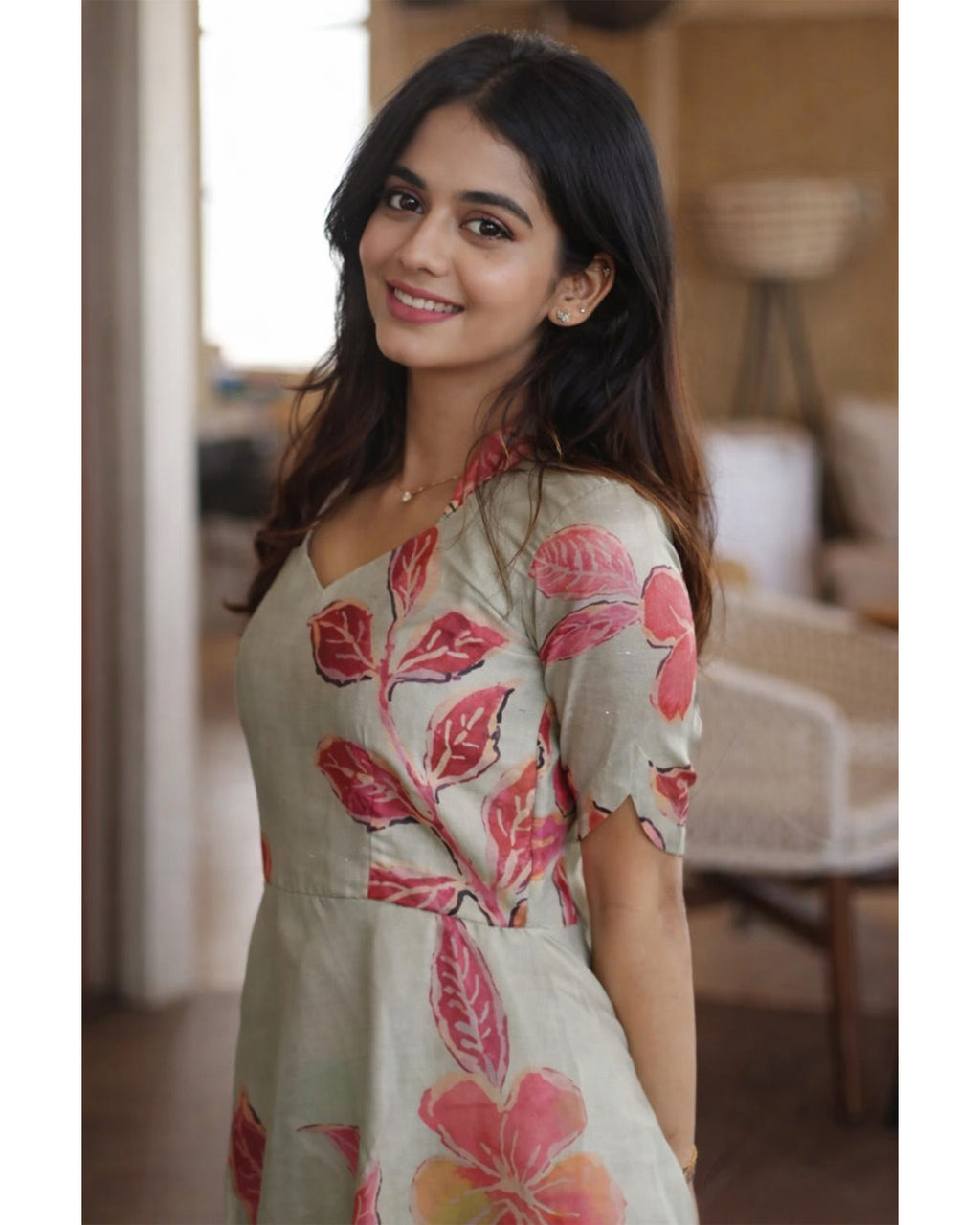Cotton Blend A-Line Mid Calf Length Kurta for Women
