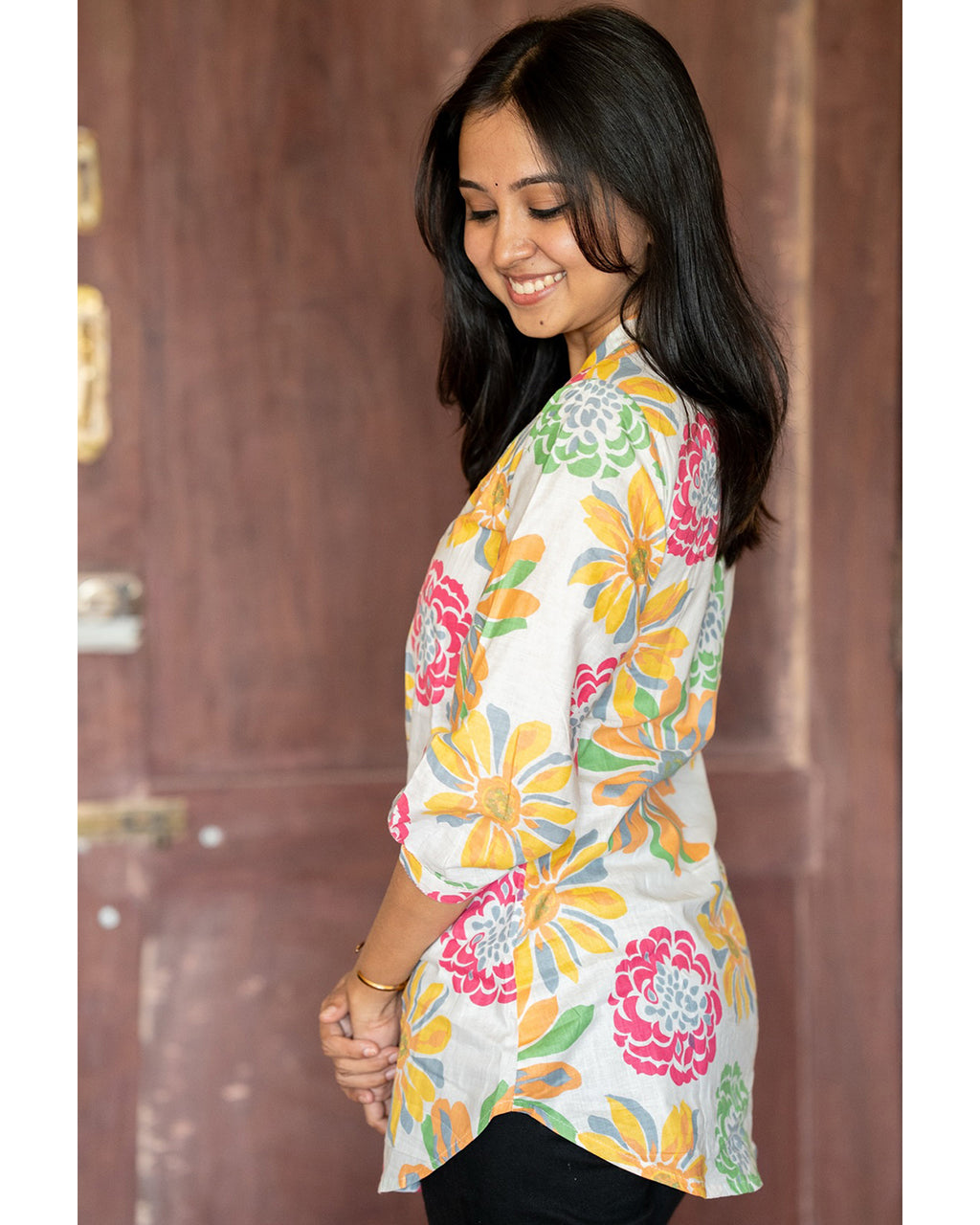 Women's Cotton Stitched Printed Straight Short Kurta