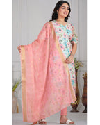 Women’s Chanderi Printed Straight Kurta with Dupatta