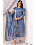 Women’s Shimmer Silk Printed Kurta with Dupatta