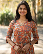 Women Chanderi Printed Straight Calf Length Kurta