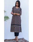 Black Rayon Calf Length Kurta for Women