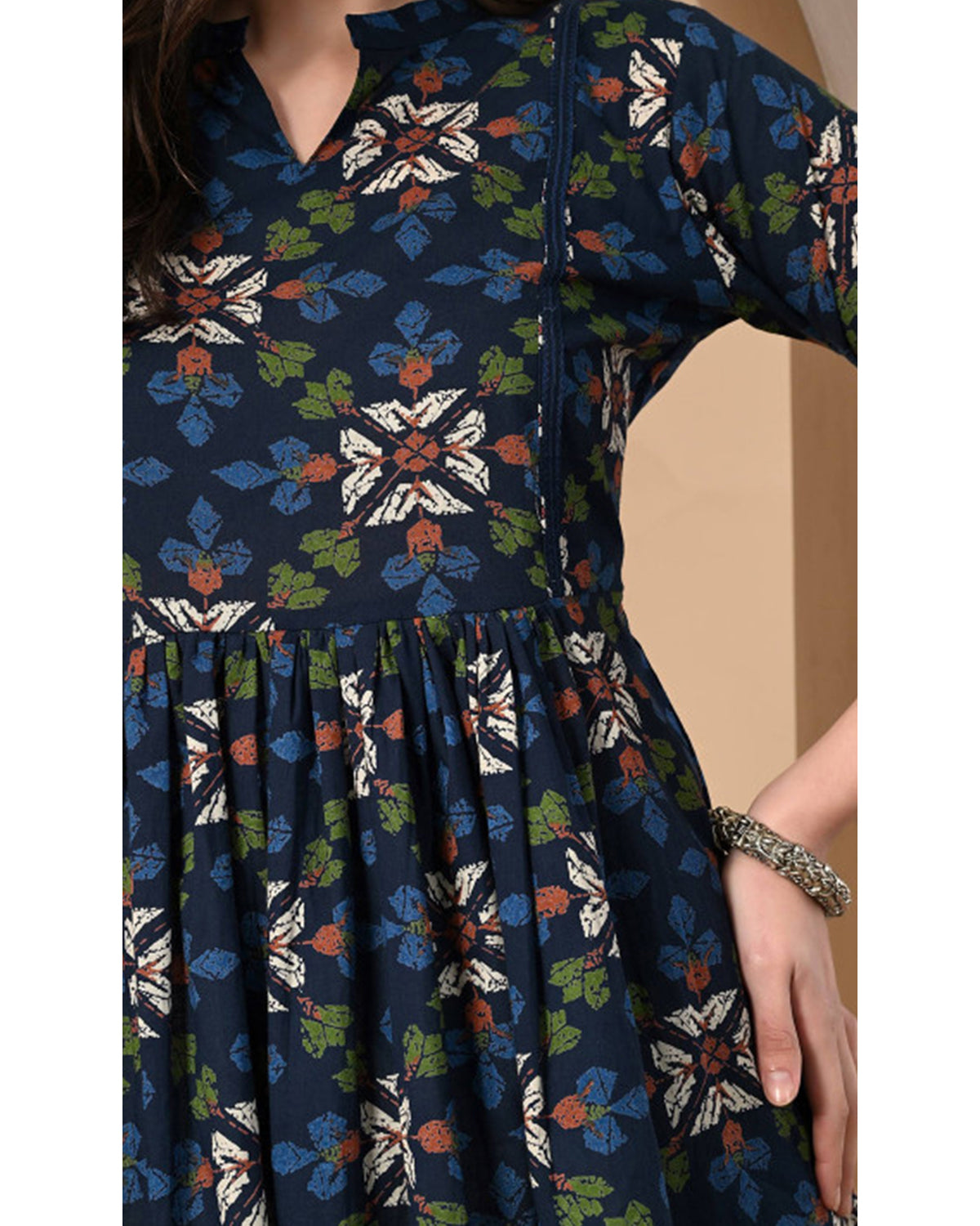 Women’s Cotton Printed A-Line Peplum Tunic Top