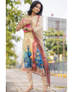 Women’s Shimmer Silk Printed Kurta with Dupatta