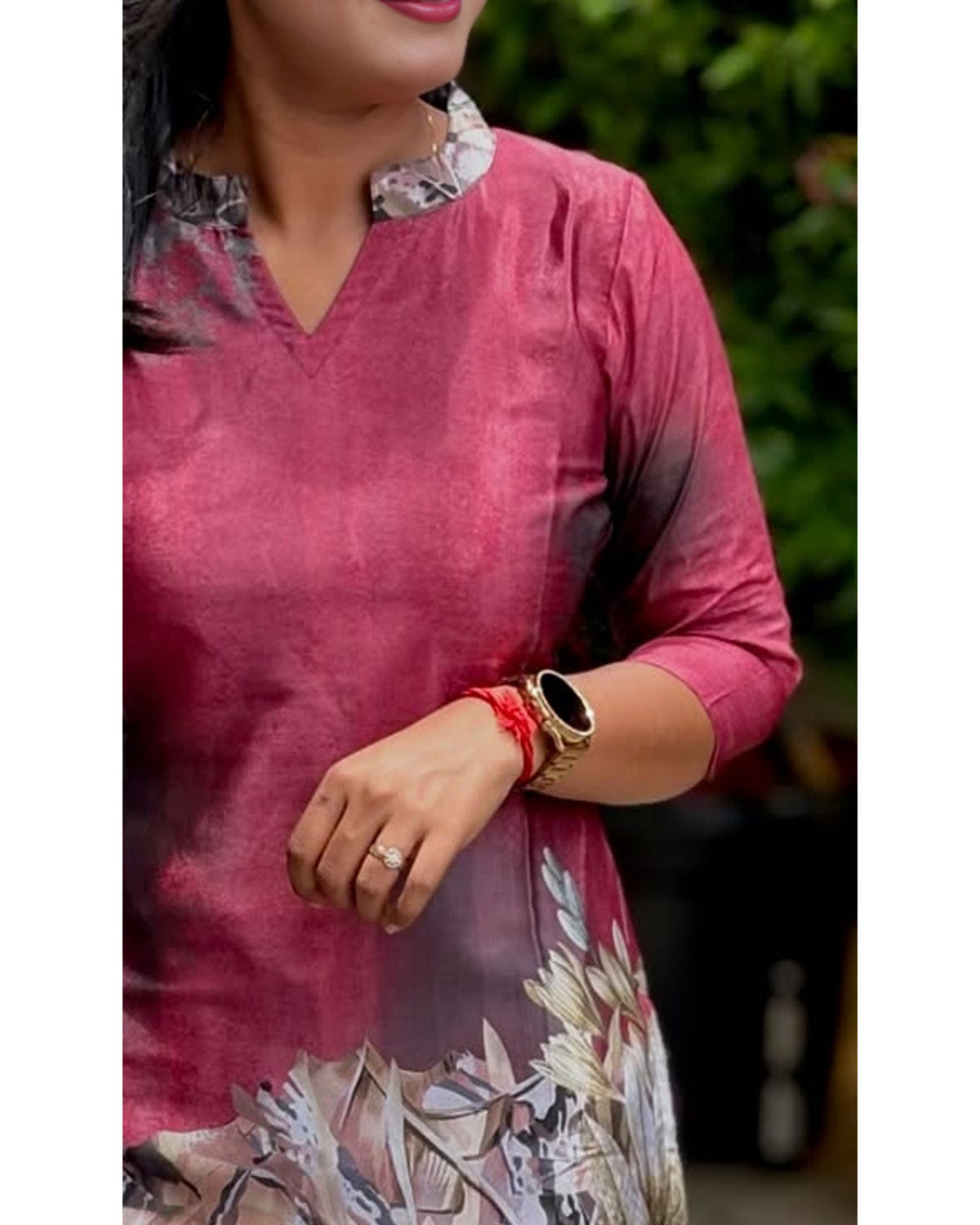 Maroon Printed Cotton Blend Kurta Set for Women