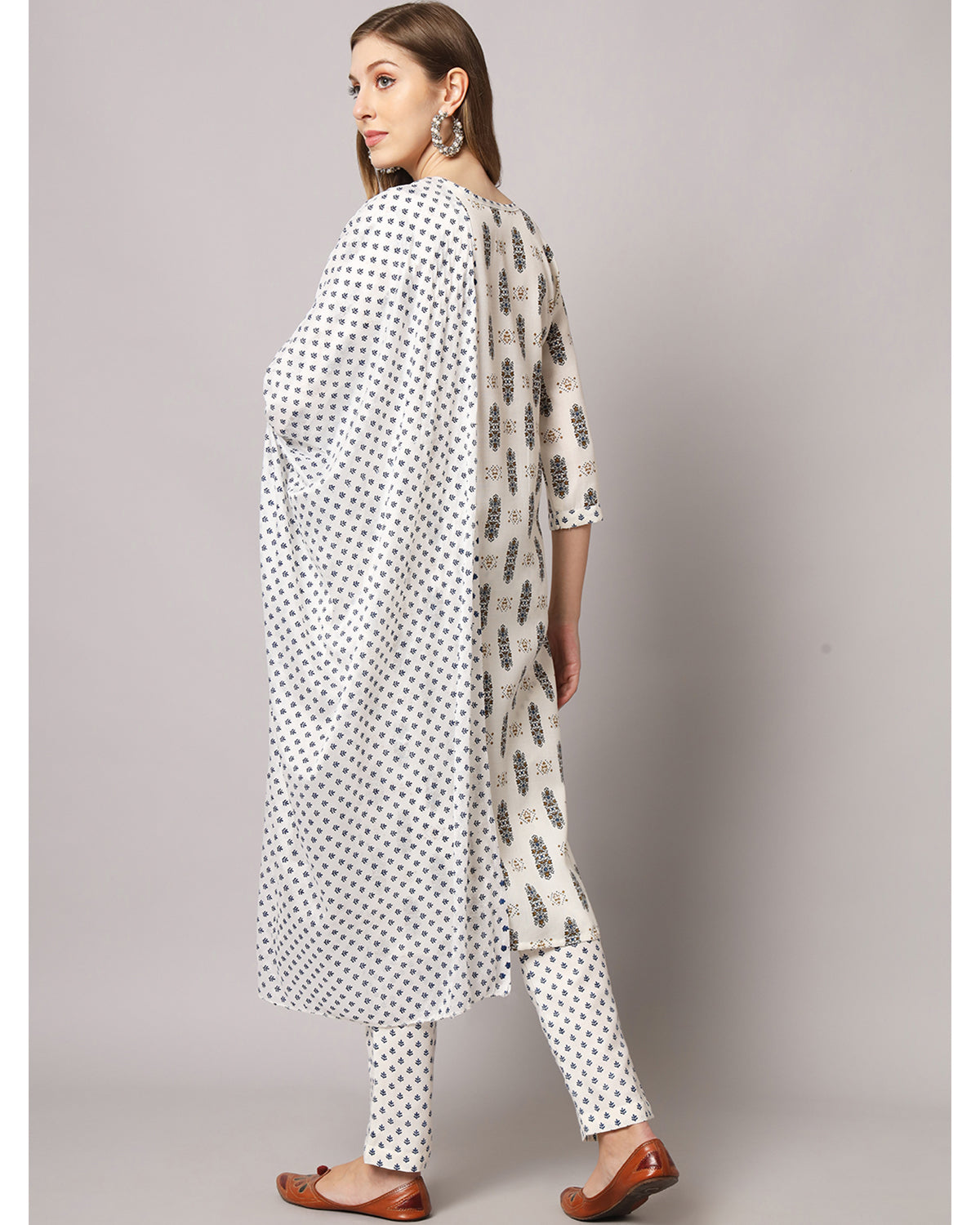 Cotton blend print kurta set  with dupatta