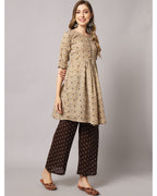 Cotton blend print kurta set with dupatta