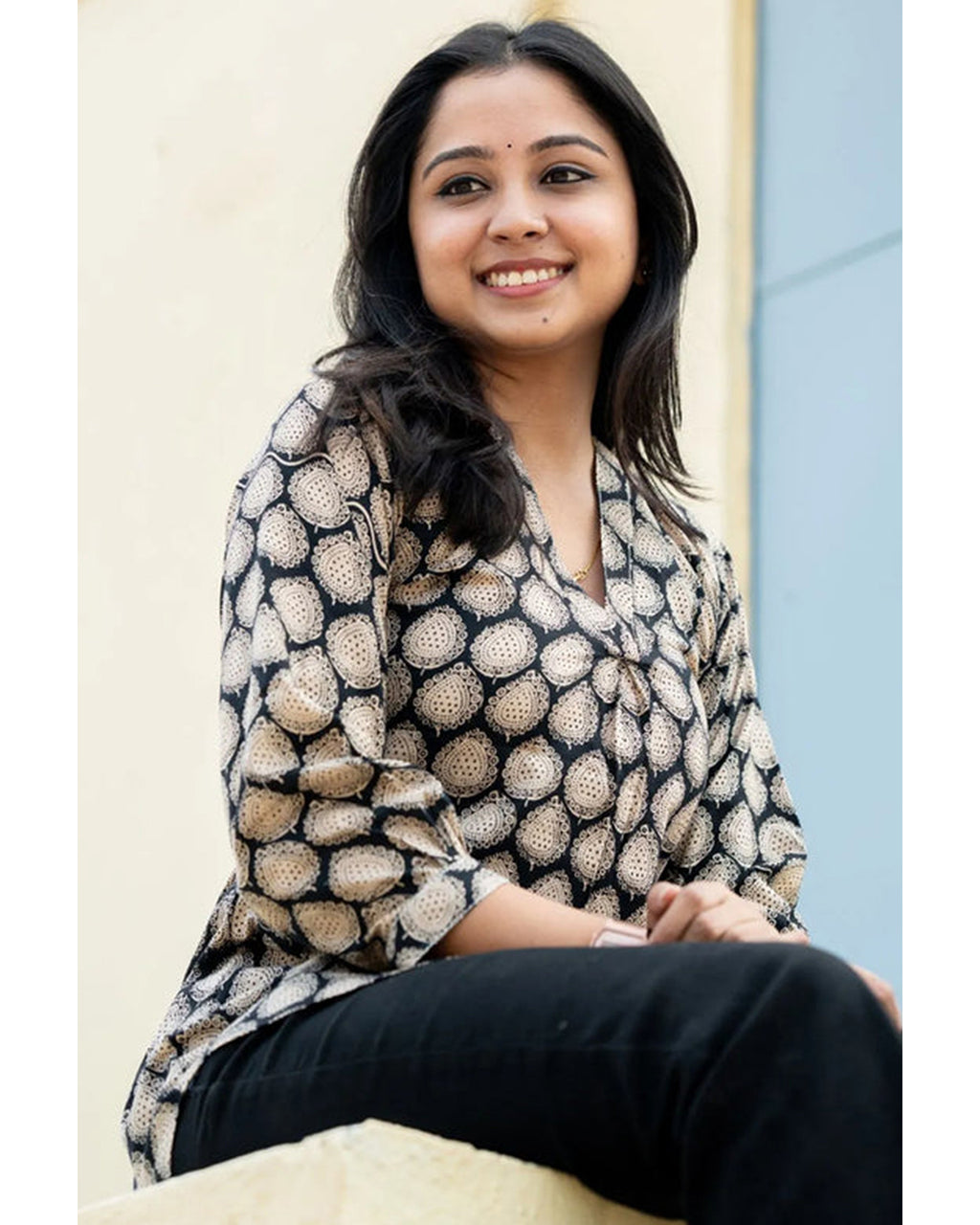 Women's Cotton Stitched Printed Straight Short Kurta