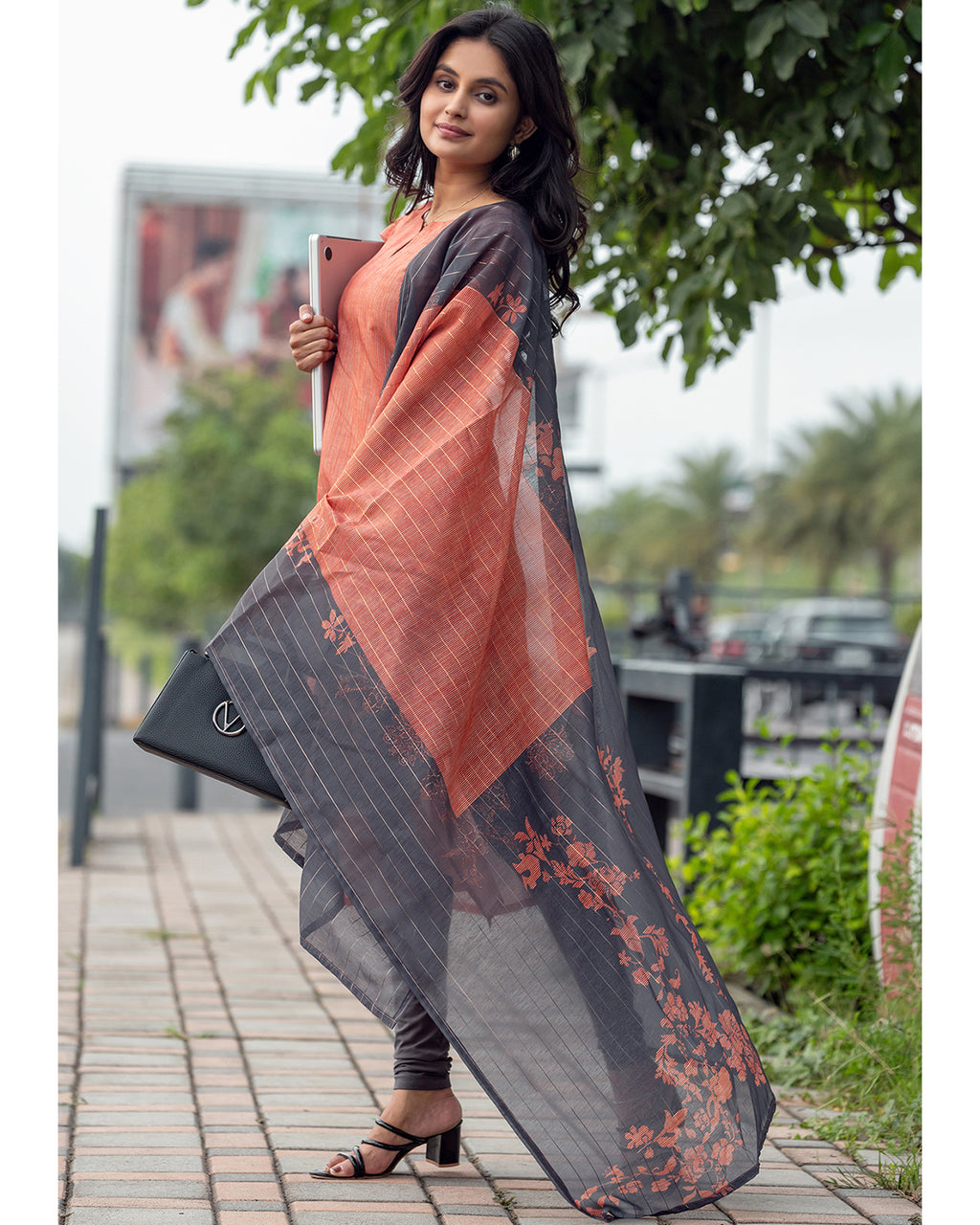 Women’s Chanderi Kurta Set with Printed Dupatta