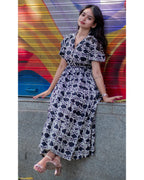 Women’s Rayon Printed Fit & Flare Maxi Dress